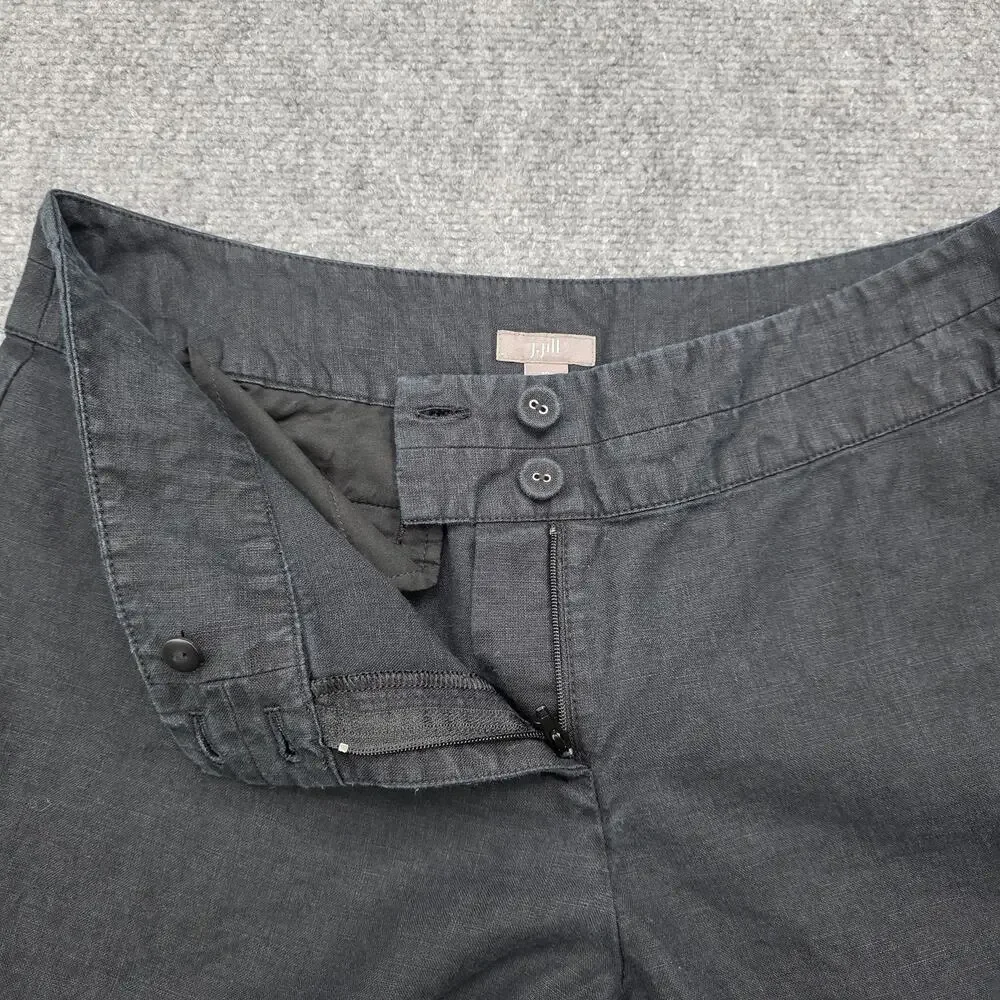 J Jill Pants Womens Petite 10 Black Linen Wide Leg Dress Trousers Casual Summer - Picture 13 of 16